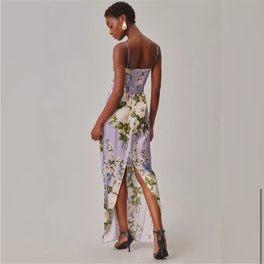 Reformation Frankie 100% Silk Lavender Floral Print Maxi Dress - Picture 3 of 8